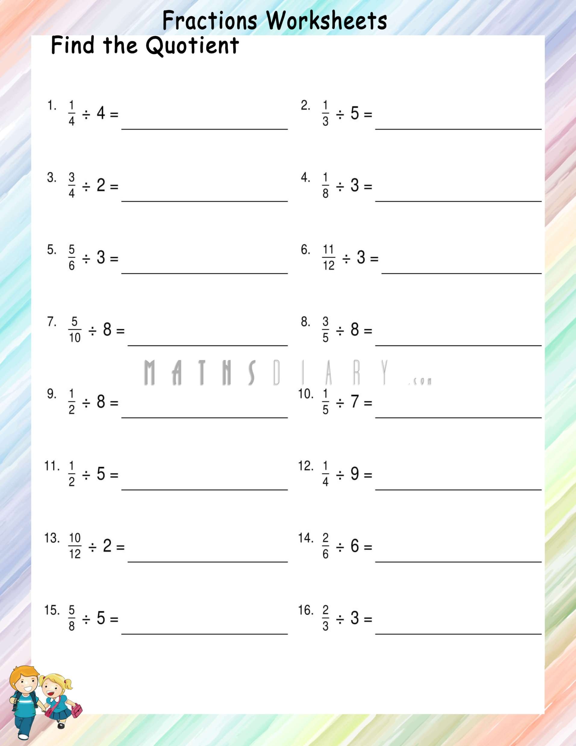 Free Dividing Fractions By Whole Numbers Worksheet Download Free 