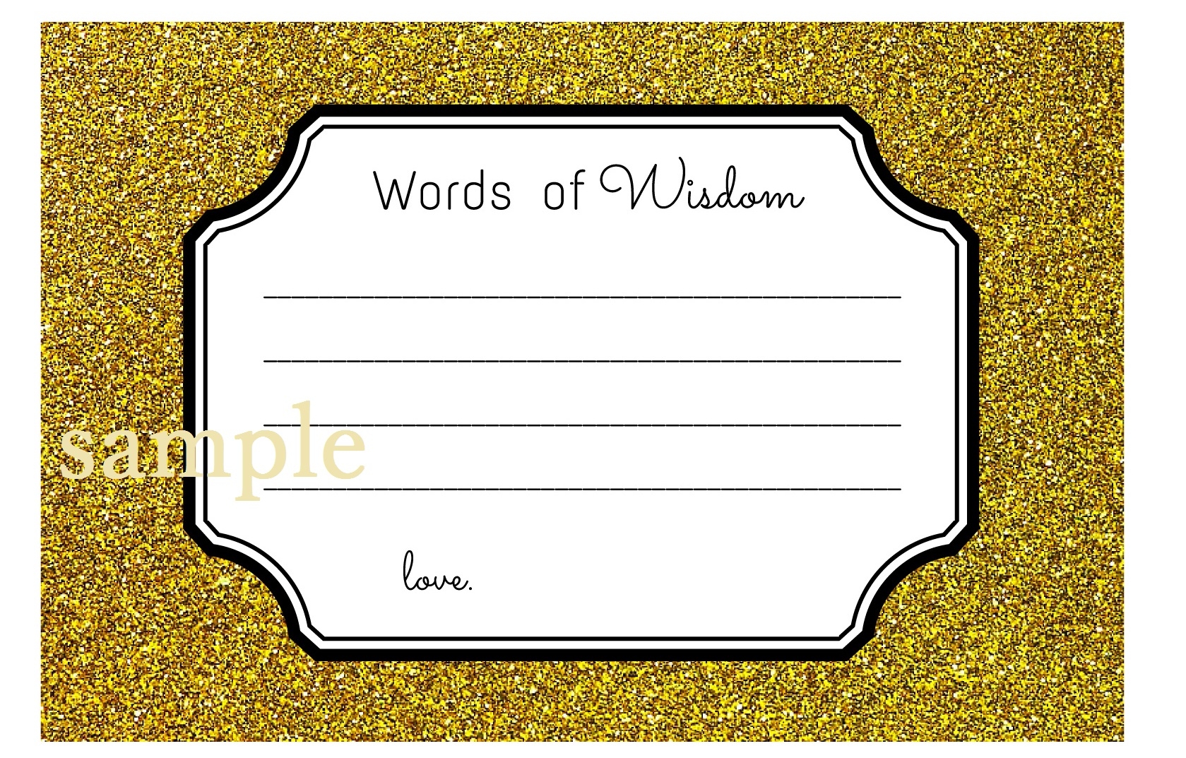 FREE Download Gold Glitter Words Of Wisdom Cards Advice Cards 