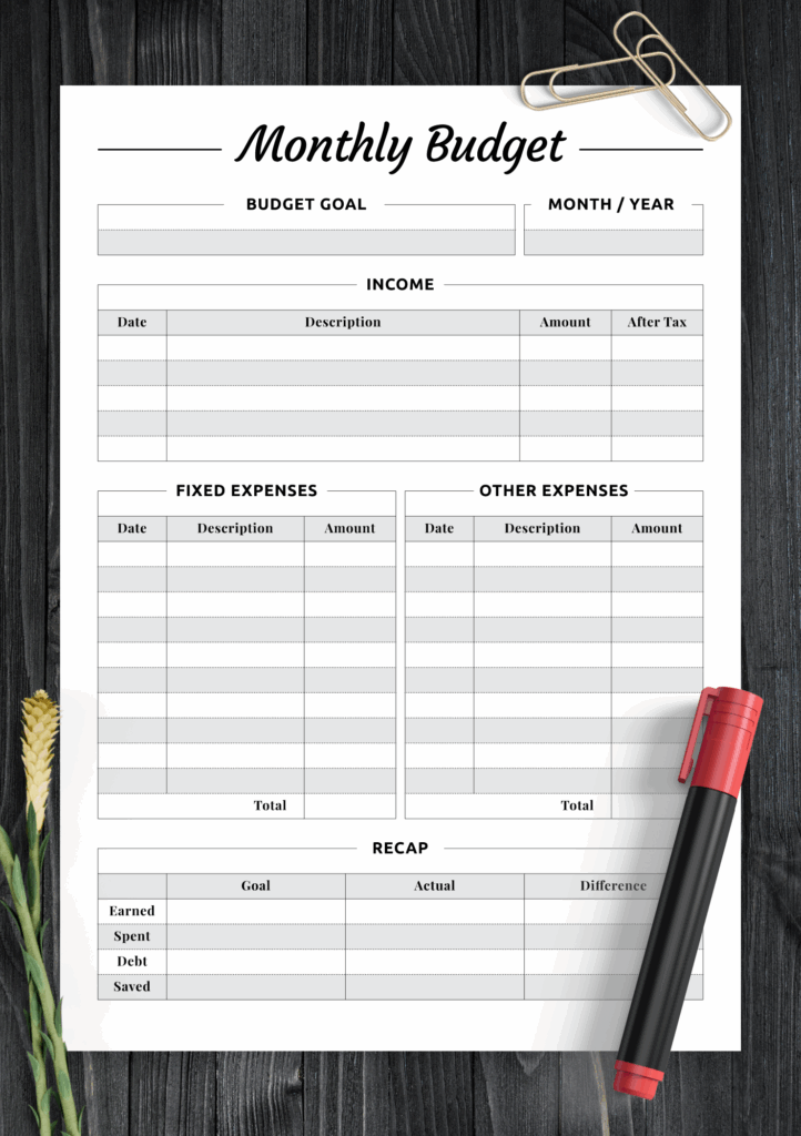 Free Editable Monthly Budget Worksheet PDF Editable Budget Sheets
