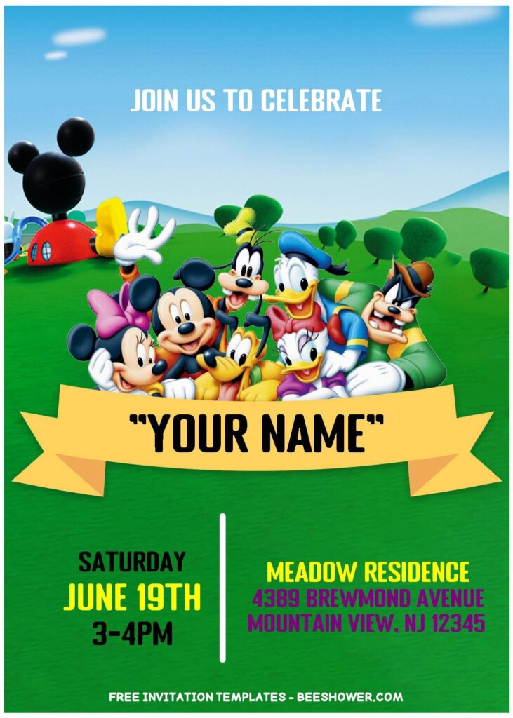 Free Editable PDF Mickey Mouse And Friends Birthday Party Invitation