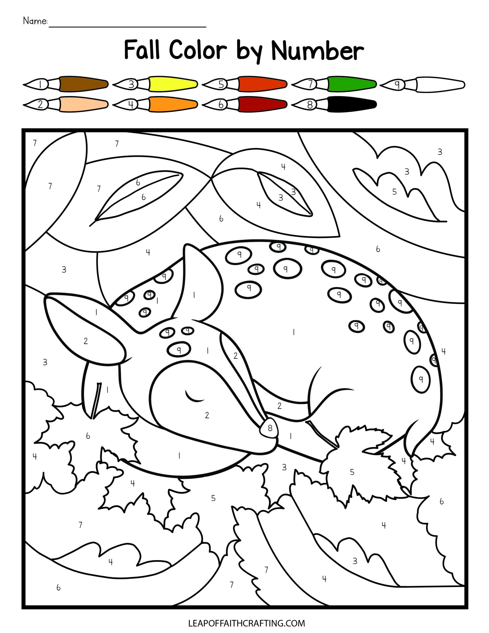 FREE Fall Color By Number Printables 6 Sheets Leap Of Faith Crafting