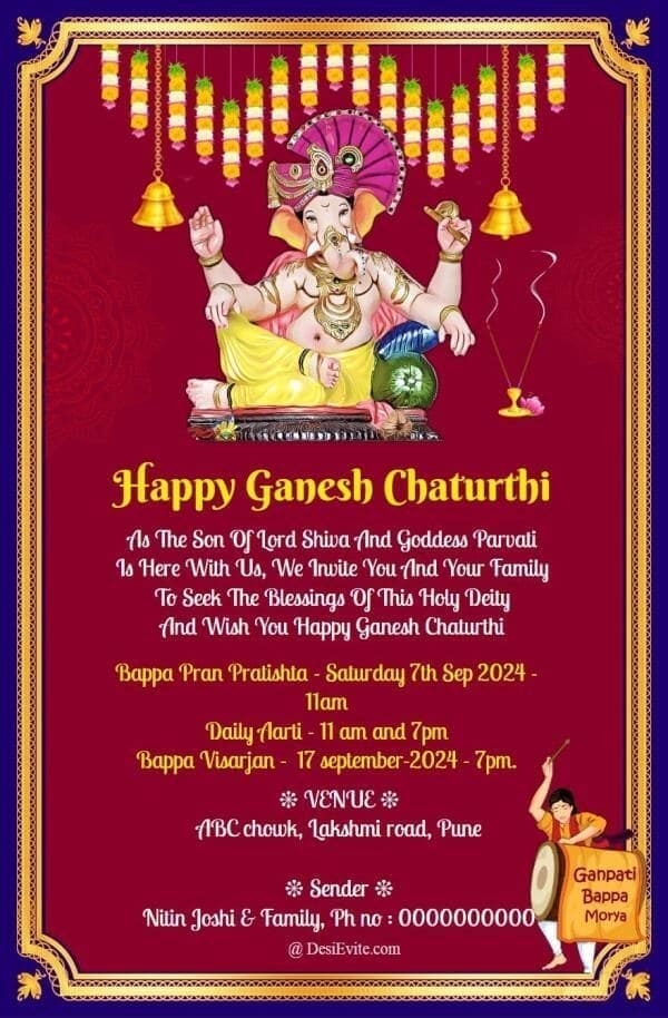 Free Ganesh Chaturthi Invitation Card Online Invitations