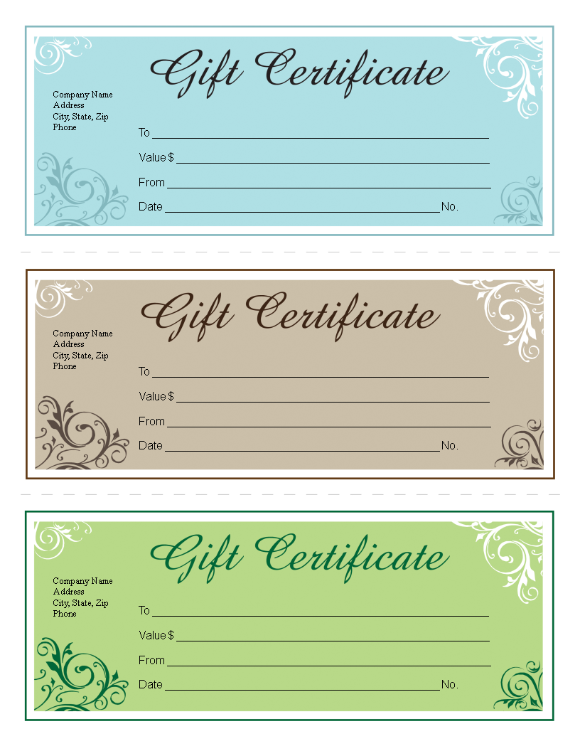 free printable gift certificate template