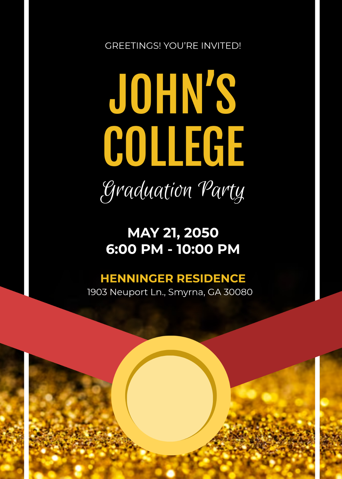 Free Gold Graduation Invitation Template To Edit Online