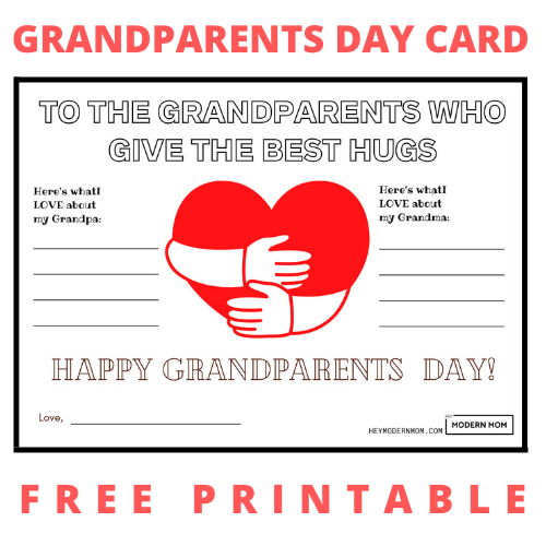 FREE Happy Grandparents Day Card Printable