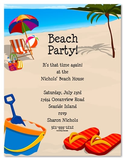 beach themed invitation templates free