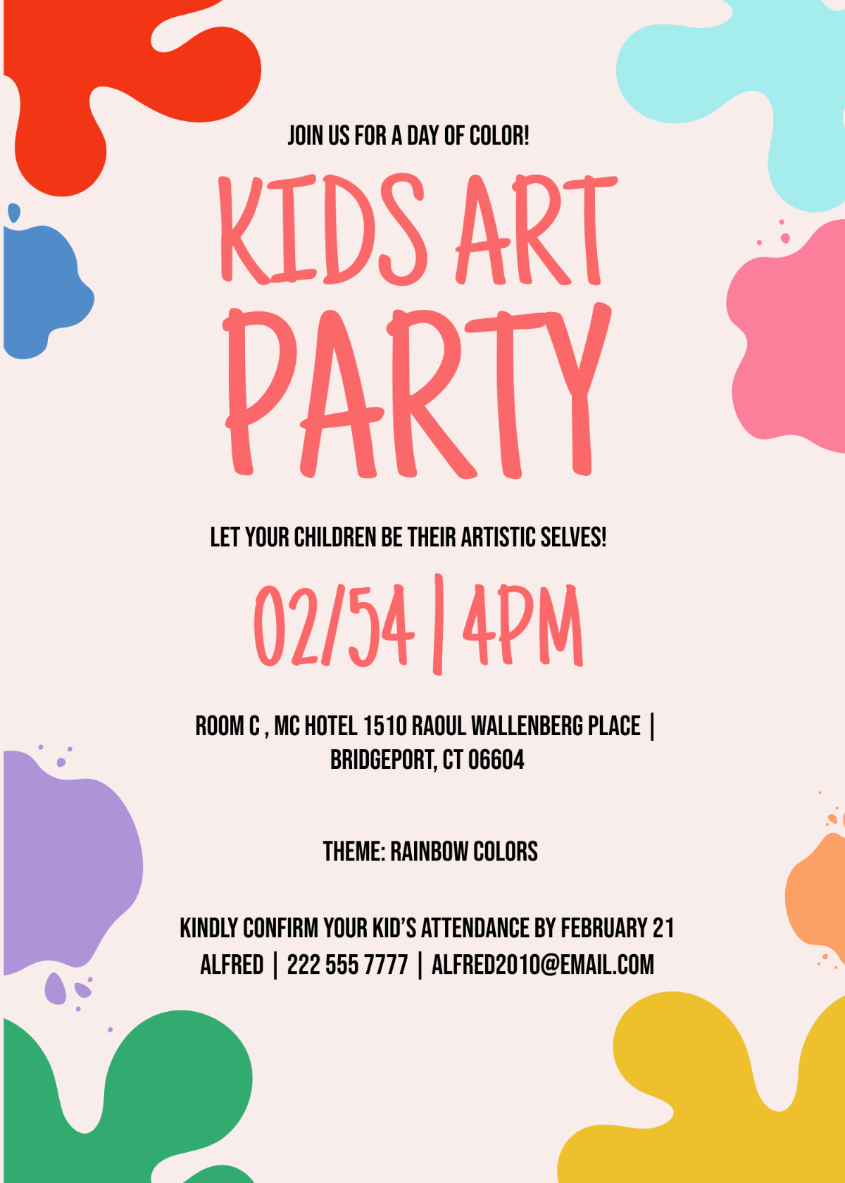 Free Kids Art Party Invitation Template To Edit Online