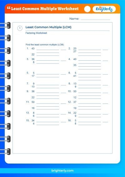 FREE Least Common Multiple Worksheets PDFs Brighterly