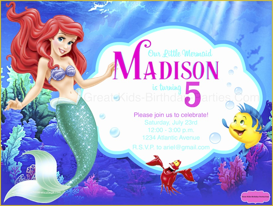 Free Little Mermaid Invitation Templates Of Little Mermaid Invitation