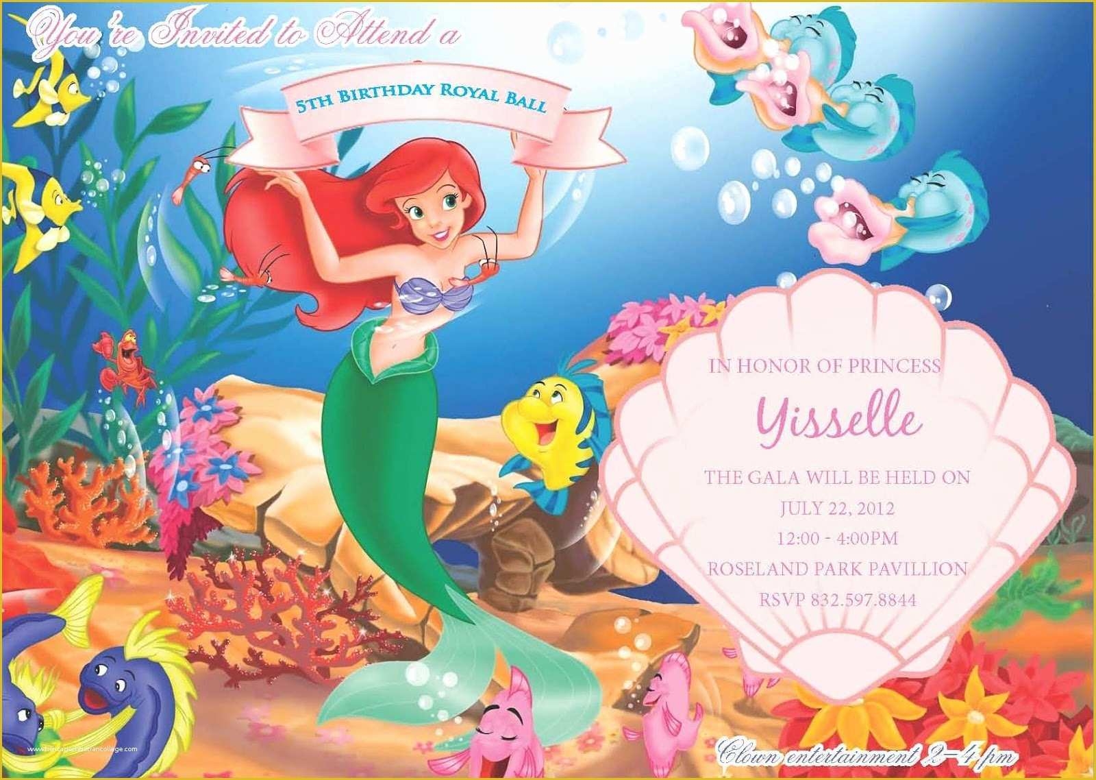 Free Little Mermaid Invitation Templates Of Little Mermaid Invitation 