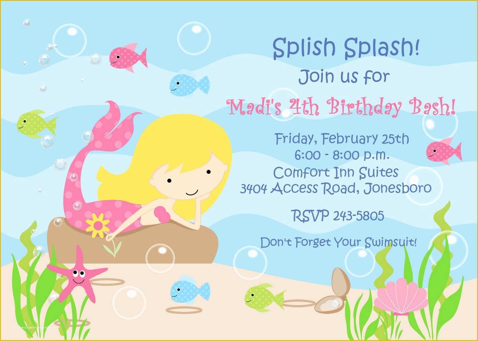 Free Little Mermaid Invitation Templates Of Little Mermaid Invitation 