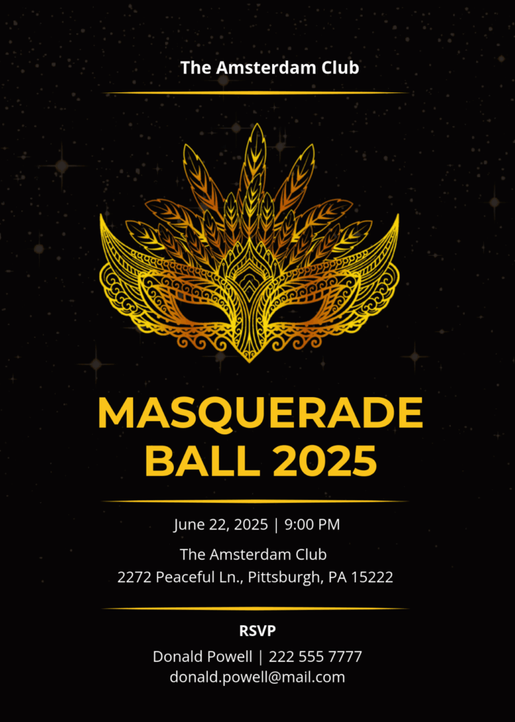 Free Masquerade Ball Invitation Template To Edit Online