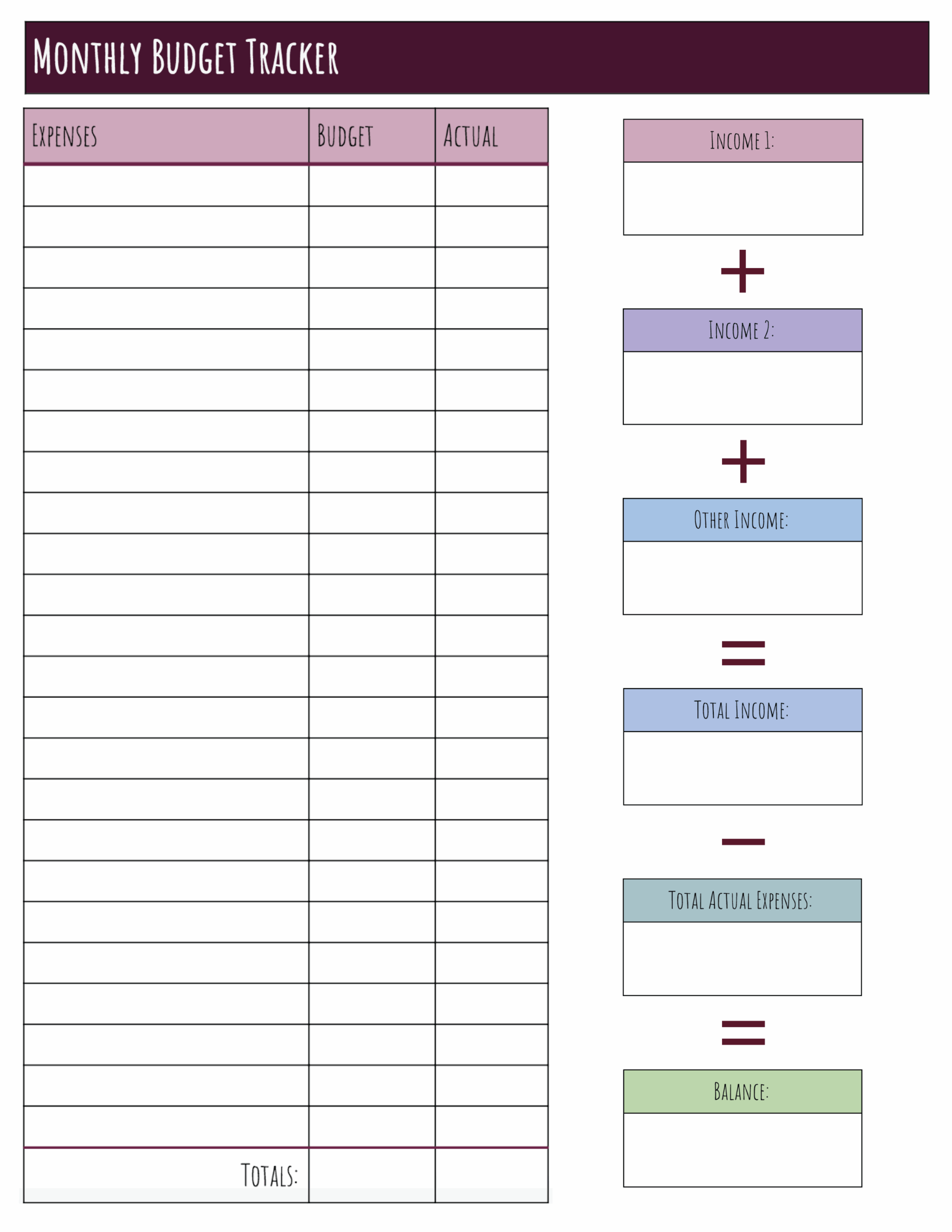 Free Monthly Budget Printable Template The Best Porn Website