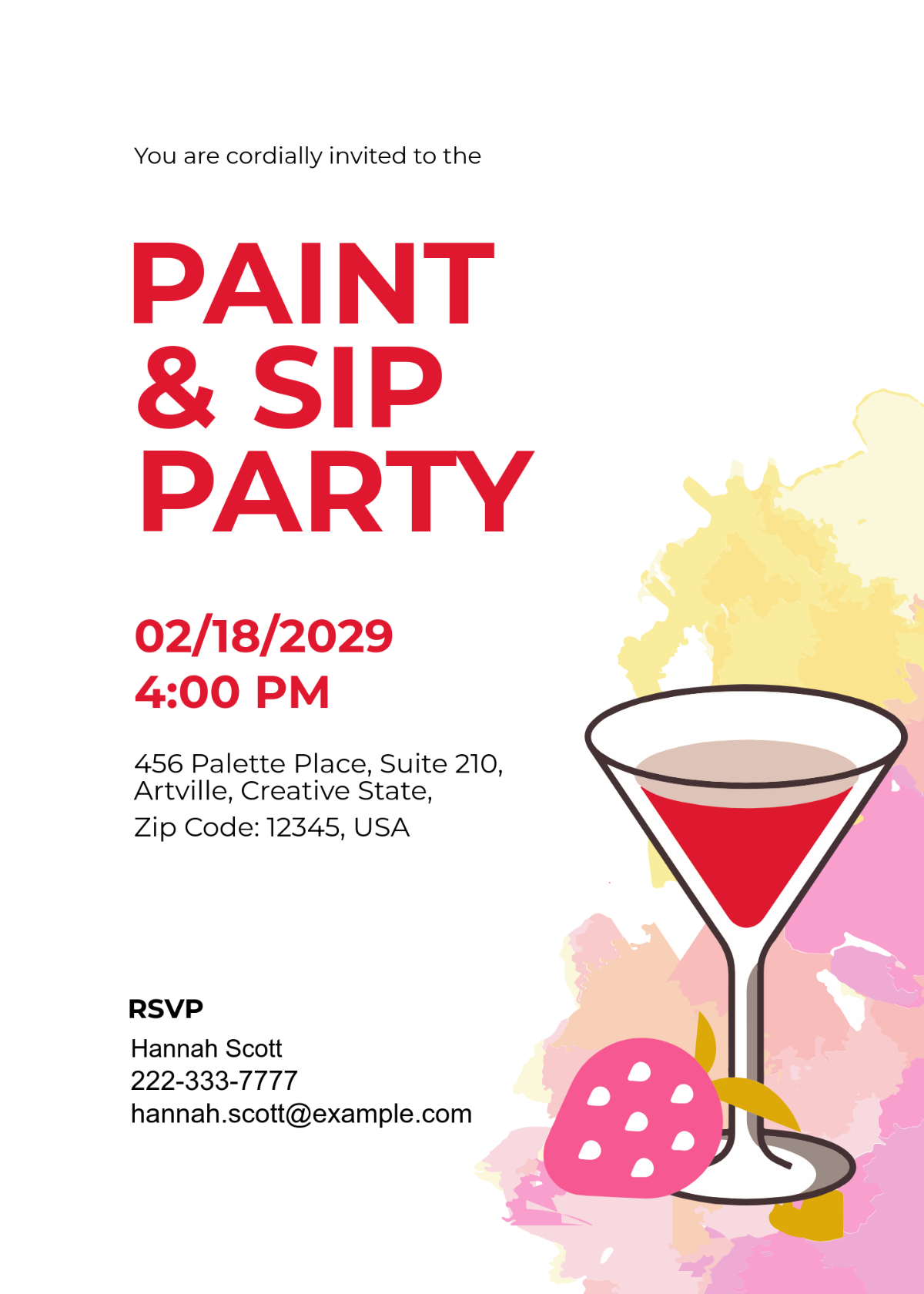 Free Paint And Sip Party Invitation Template To Edit Online