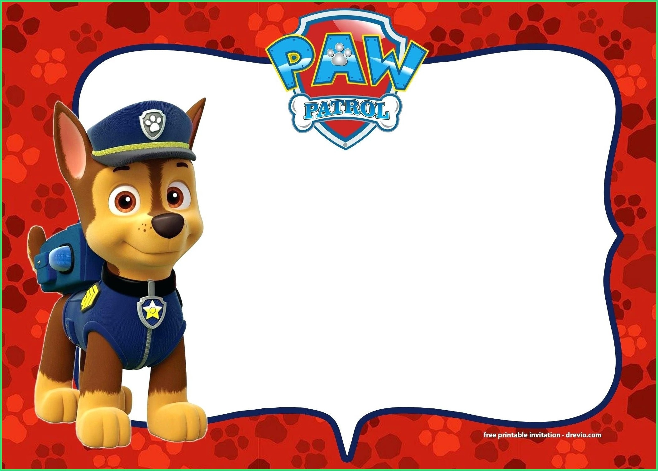 paw patrol birthday invitation template free