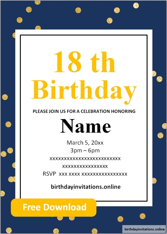 Free Printable 18th Birthday Invitations Templates Birthday Invitations