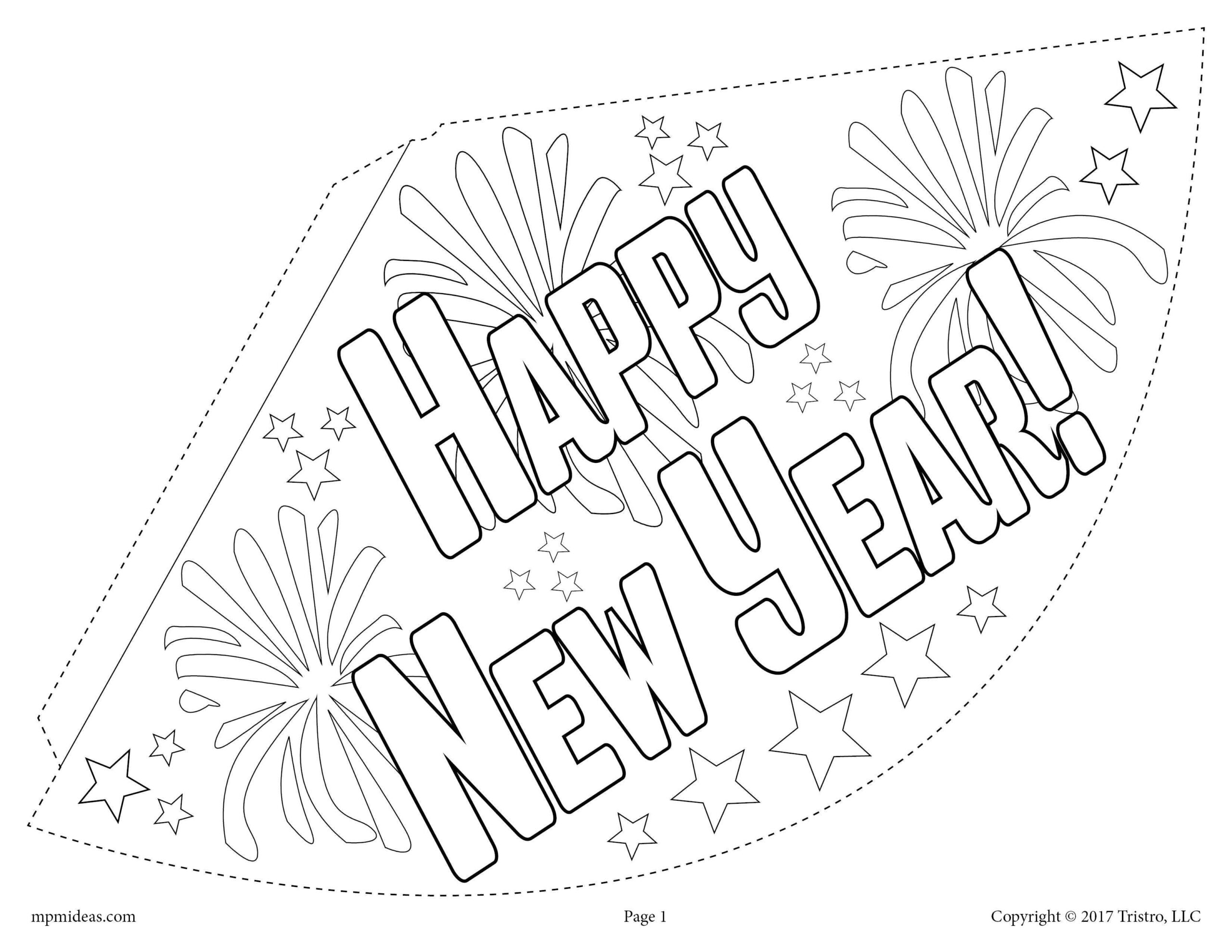 FREE Printable 2018 New Year 39 s Party Hat Activity Craft 3 
