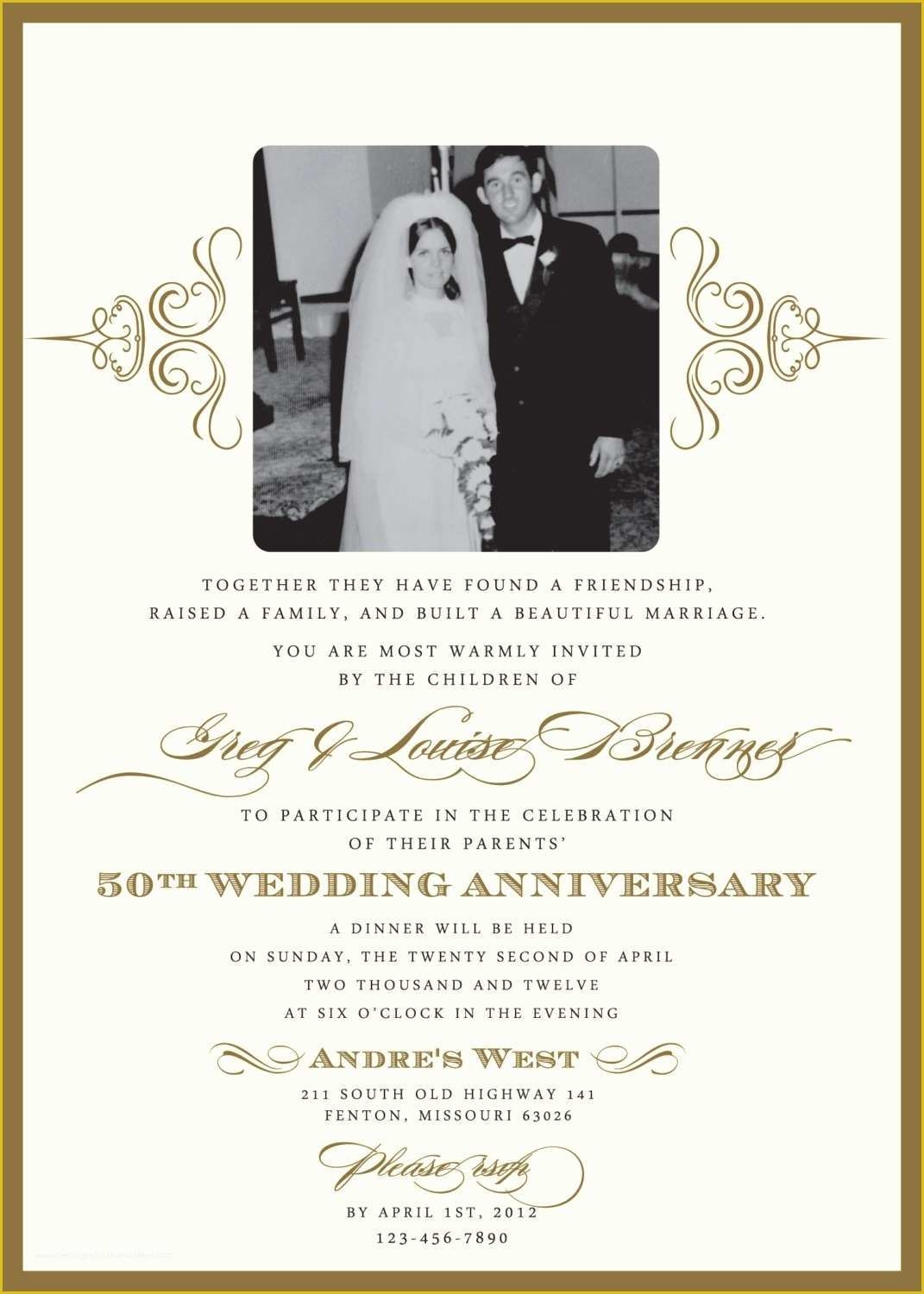 50th wedding anniversary invitation templates
