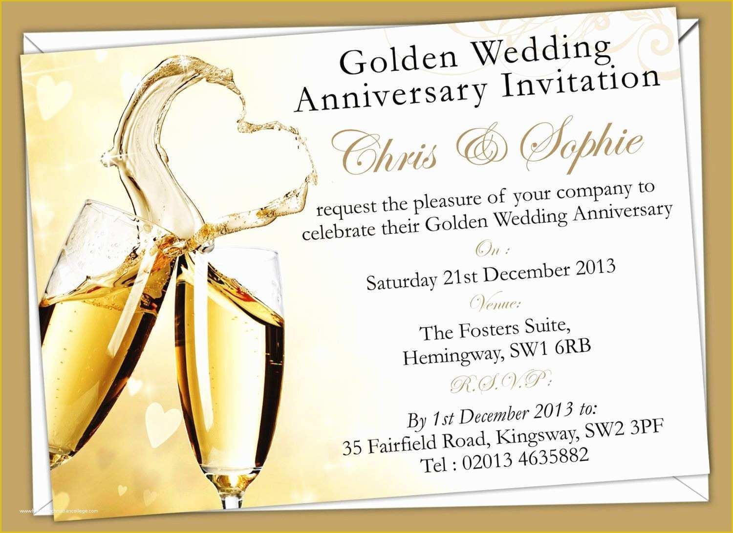 Free Printable 50th Wedding Anniversary Invitation Templates Of Golden 