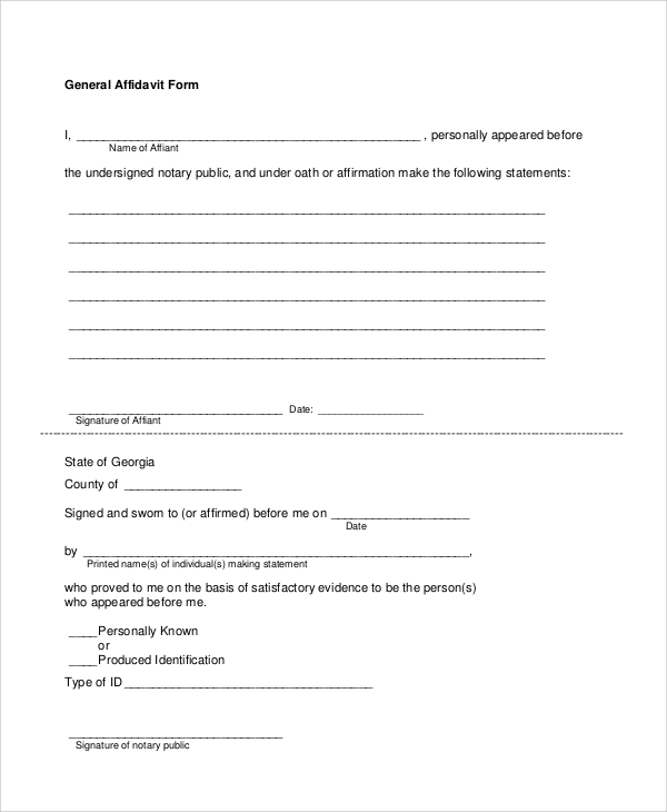 Free Printable Affidavit Template