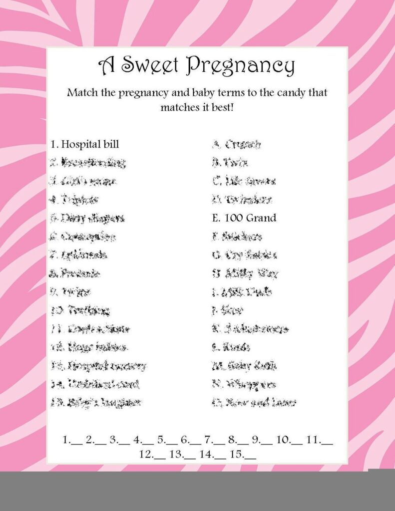 Free Printable Baby Shower Games With Answer Key Baby Shower Games