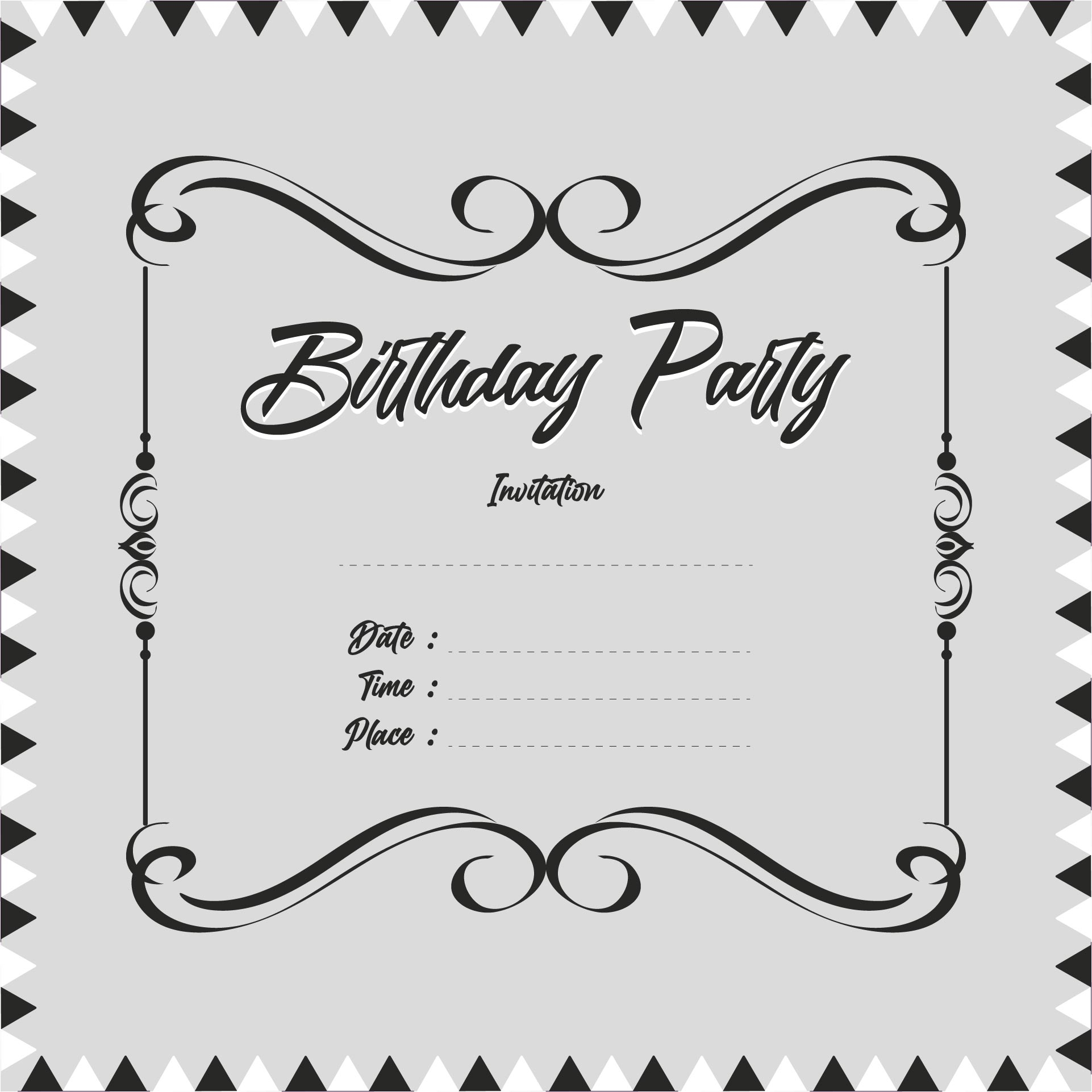 invitation card free printable black and white birthday invitation templates