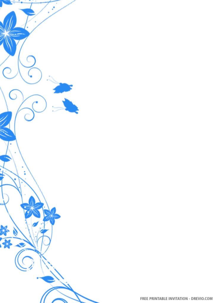 FREE PRINTABLE Blue Borders Wedding Invitation Templates DREVIO