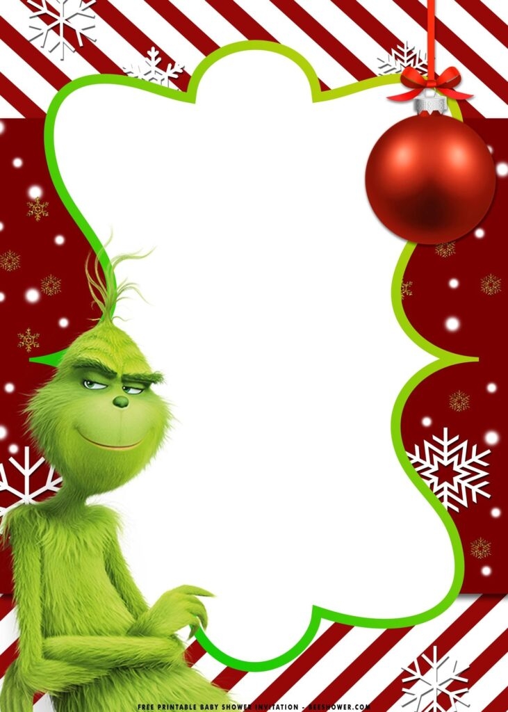 FREE Printable Christmas Grinch Baby Shower Invitation Templates