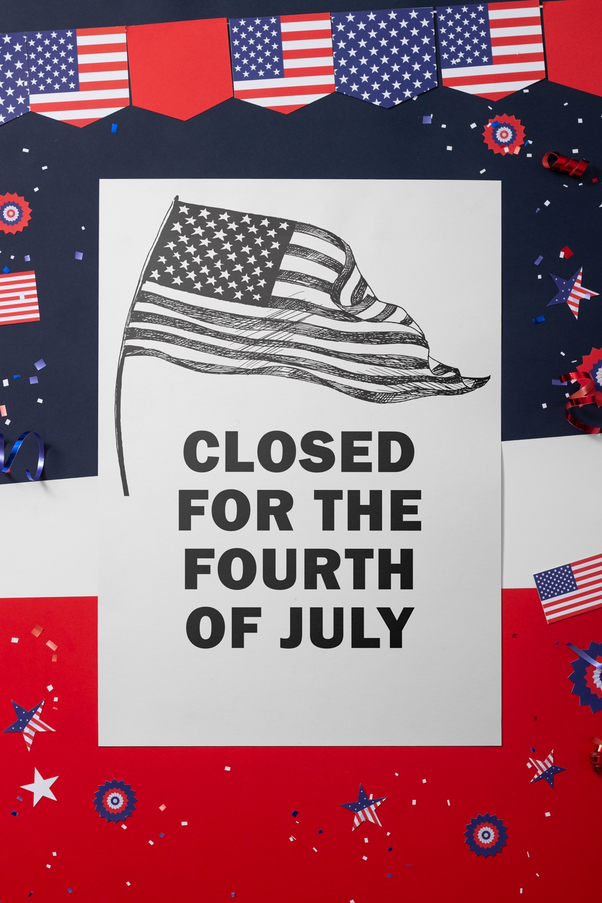 free printable closed for 4th of july sign template