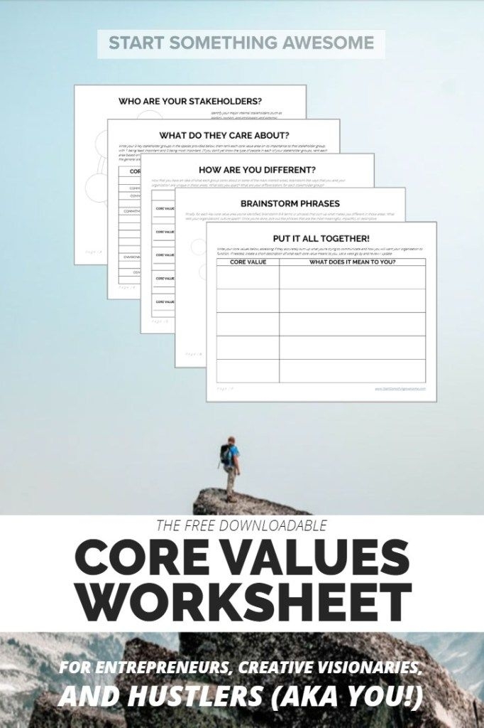 Free Printable Core Values Worksheet