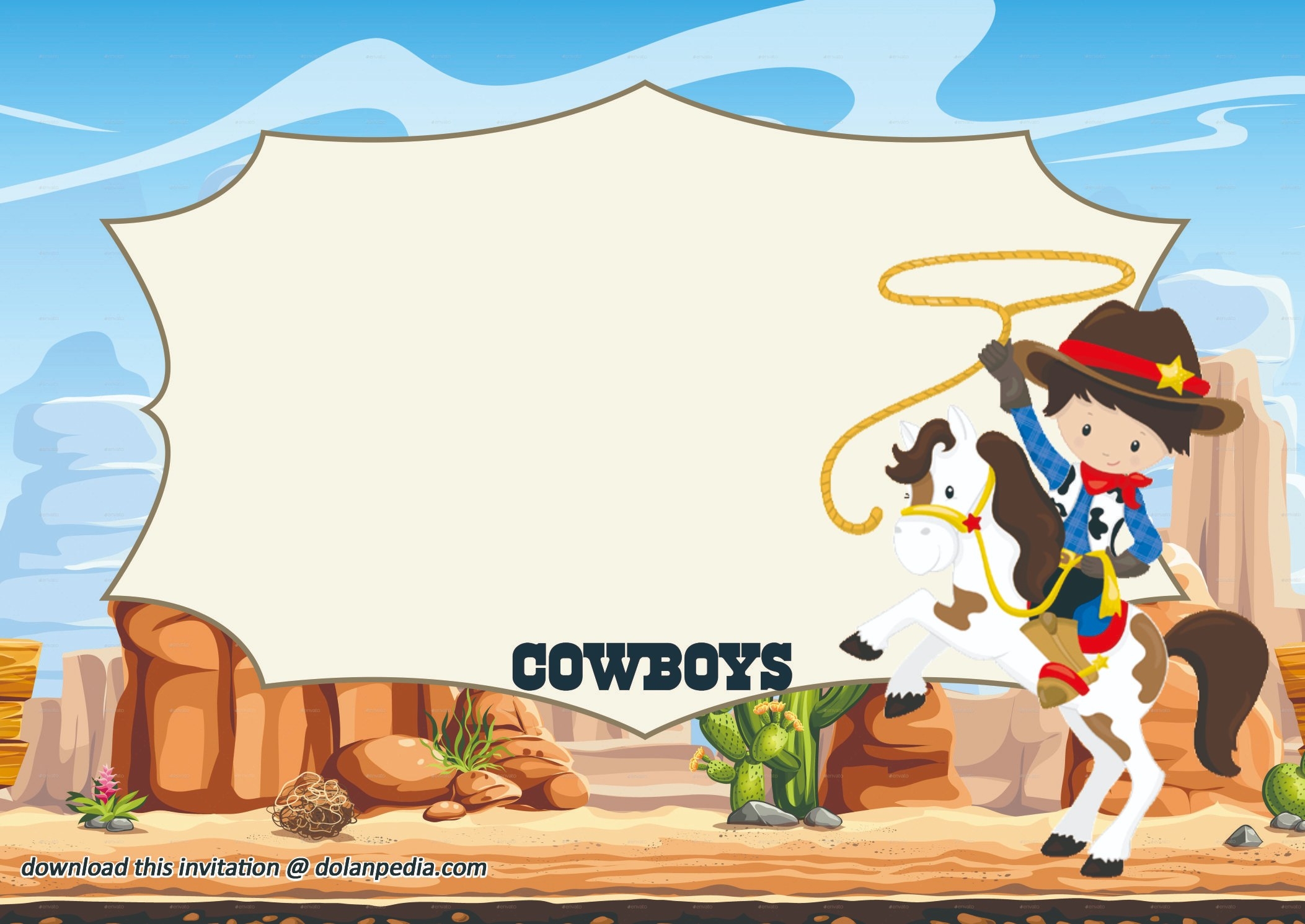 blank cowboy invitation template