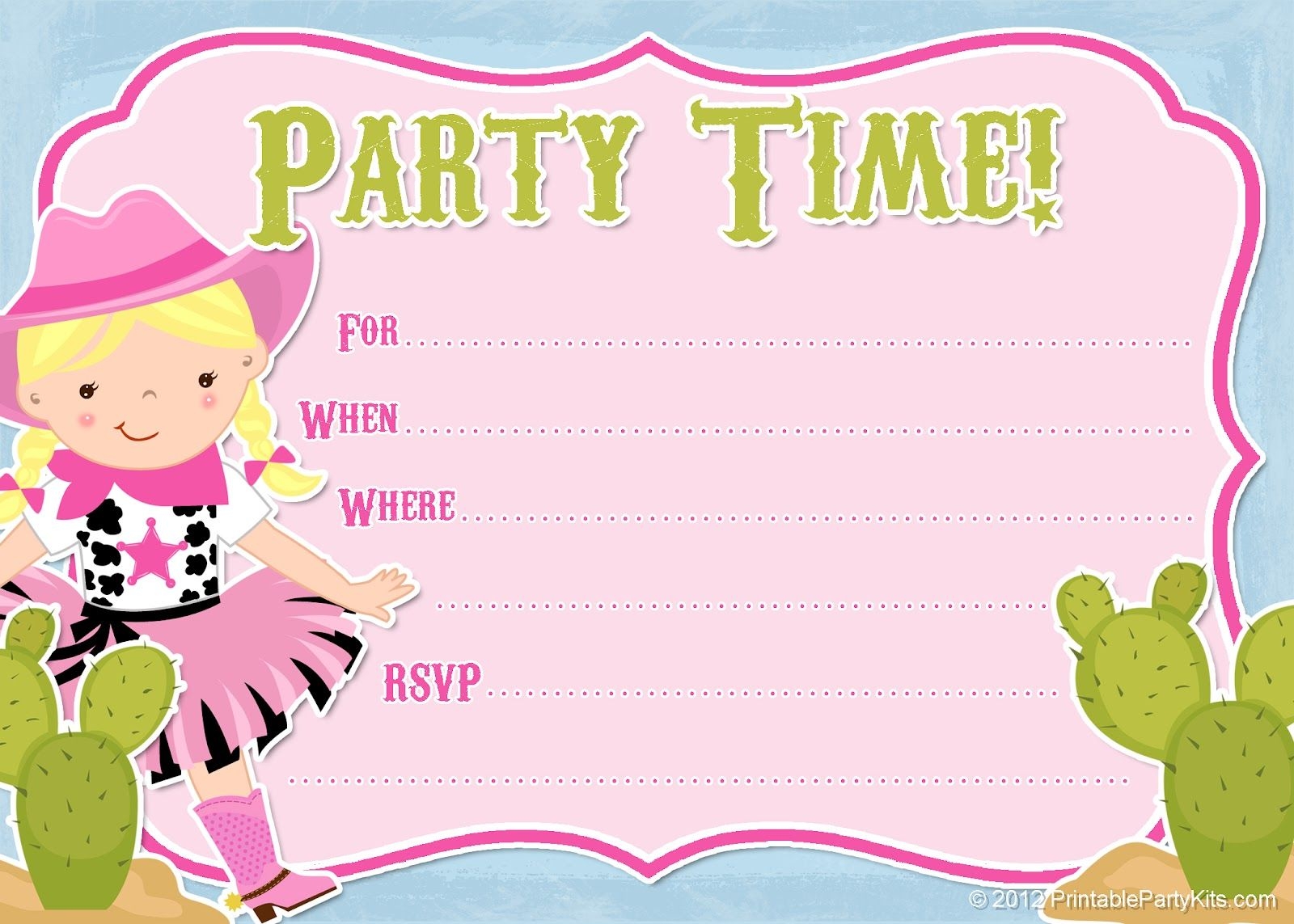 Free Printable Cowgirl Invitations Templates Printable