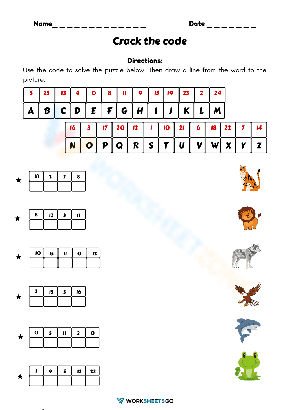 crack the code worksheet