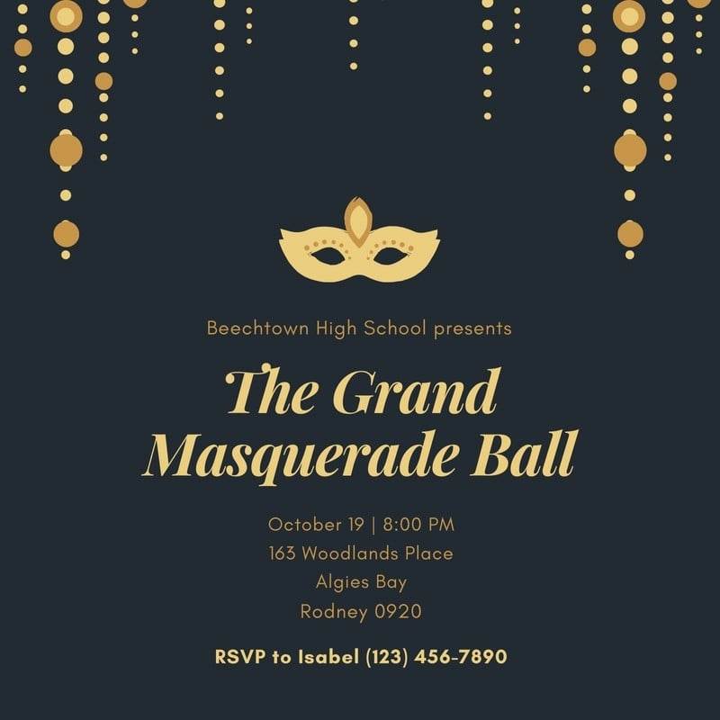 Free Printable Customizable Masquerade Invitation Templates Canva