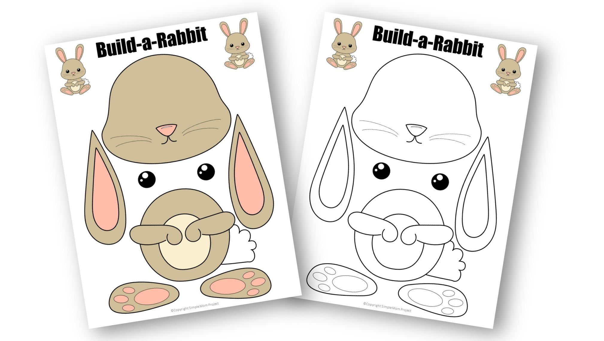Free Printable Cut And Paste Rabbit Craft For Kids Simple Mom Project