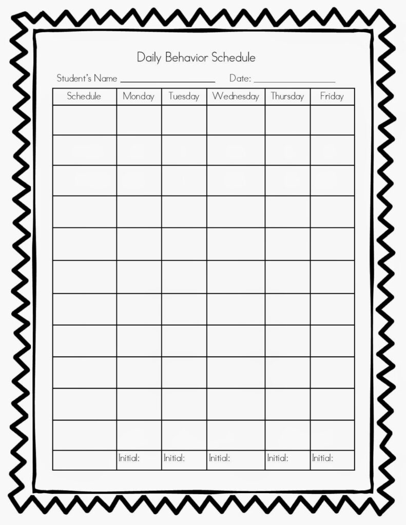 Free Printable Daily Behavior Chart Template Printable Templates