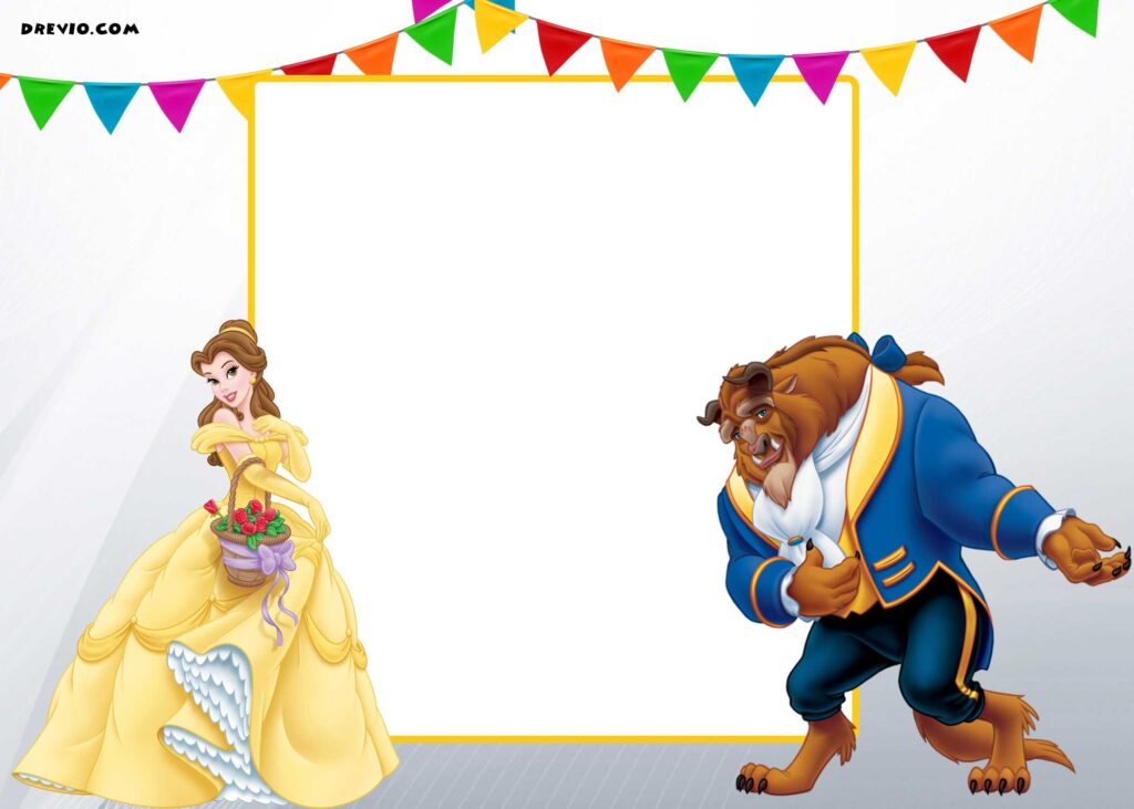 FREE Printable Disney Beauty And The Beast Invitation Template FREE