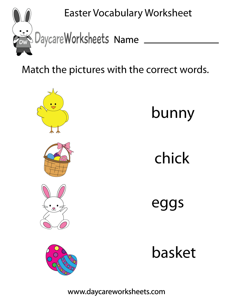 Free Printable Easter Vocabulary Worksheet For Preschool