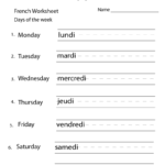 Free Printable French Days Of The Week Worksheet