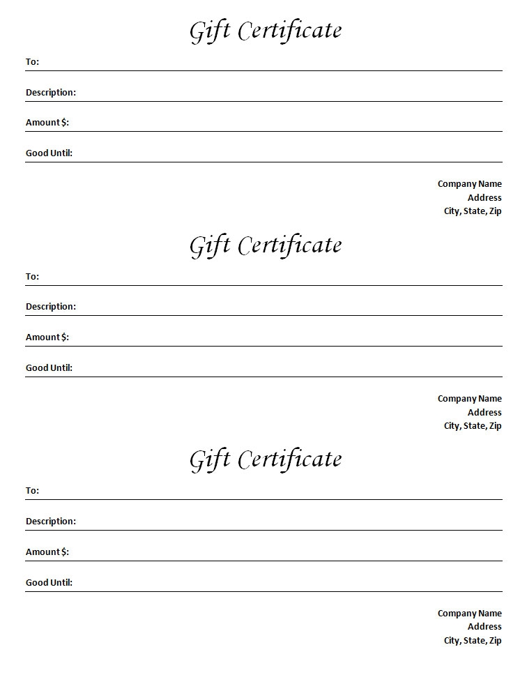 Free Printable Gift Certificate Template Word Printable Templates