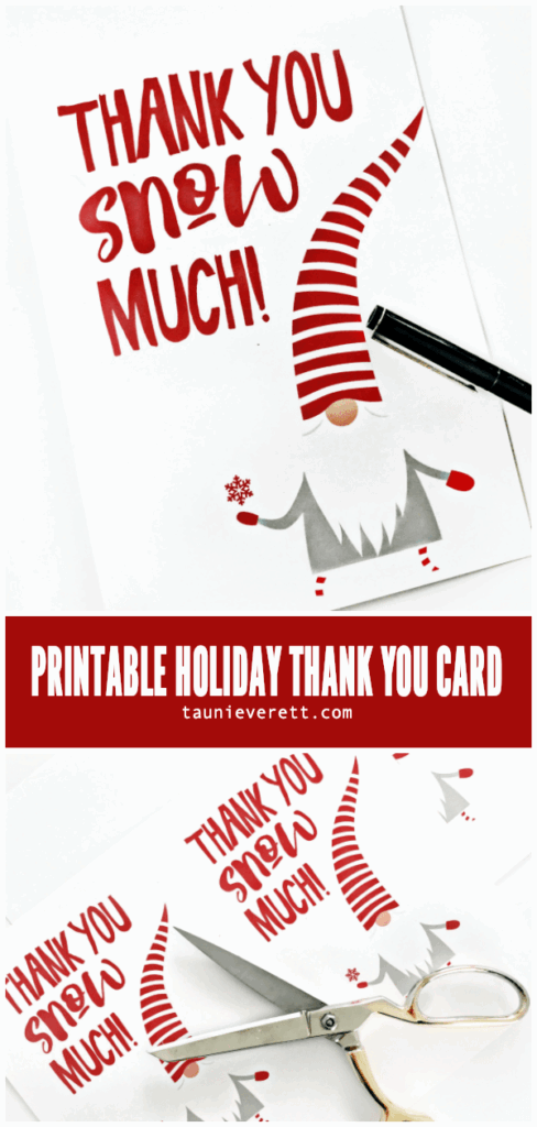 Free Printable Gnome Holiday Thank You Card Perfect For Mailing Out In