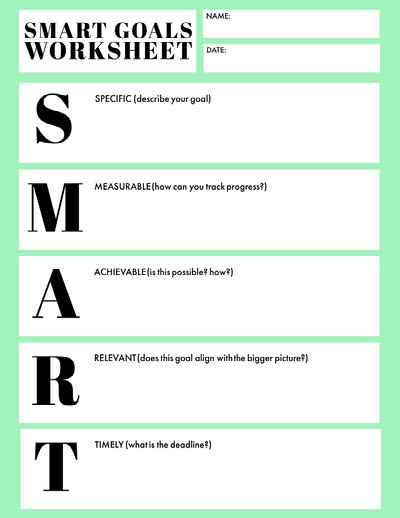 Free Printable Goal Setting Template Worksheets Library