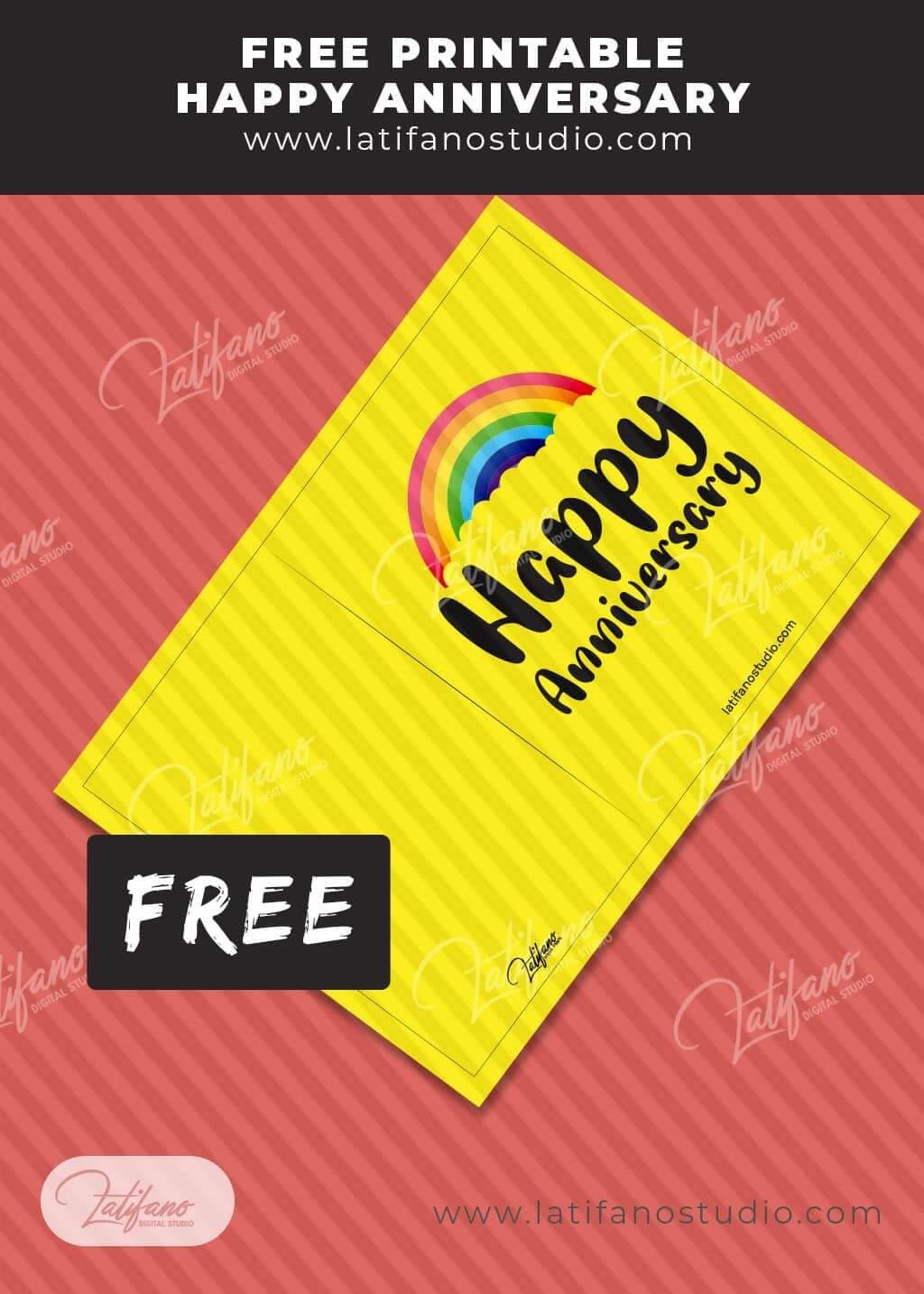 Free Printable Happy Anniversary Yellow Anniversary Card Free
