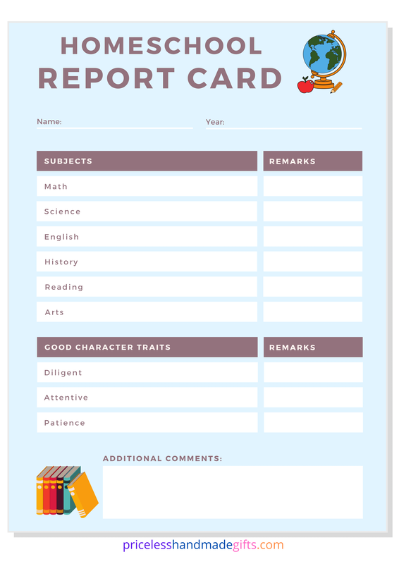 homeschool report card free printable