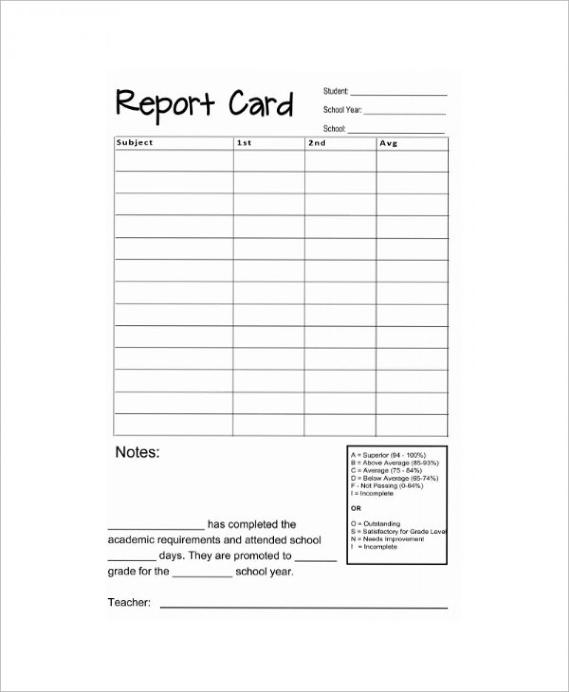 Free Printable Homeschool Report Card Template Printable Templates