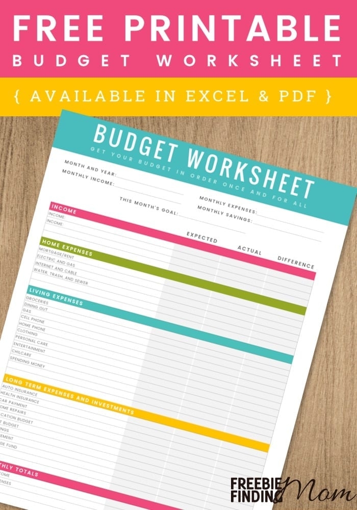 FREE Printable Household Budget Worksheet