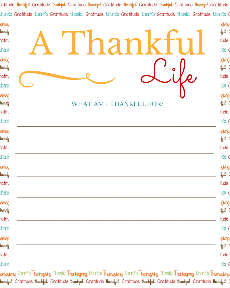Free Printable I Am Thankful For