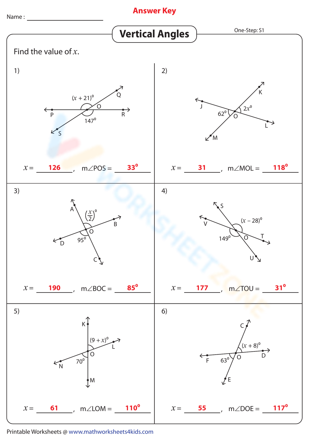 Free Printable Interactive Vertical Angles Worksheets Worksheets 