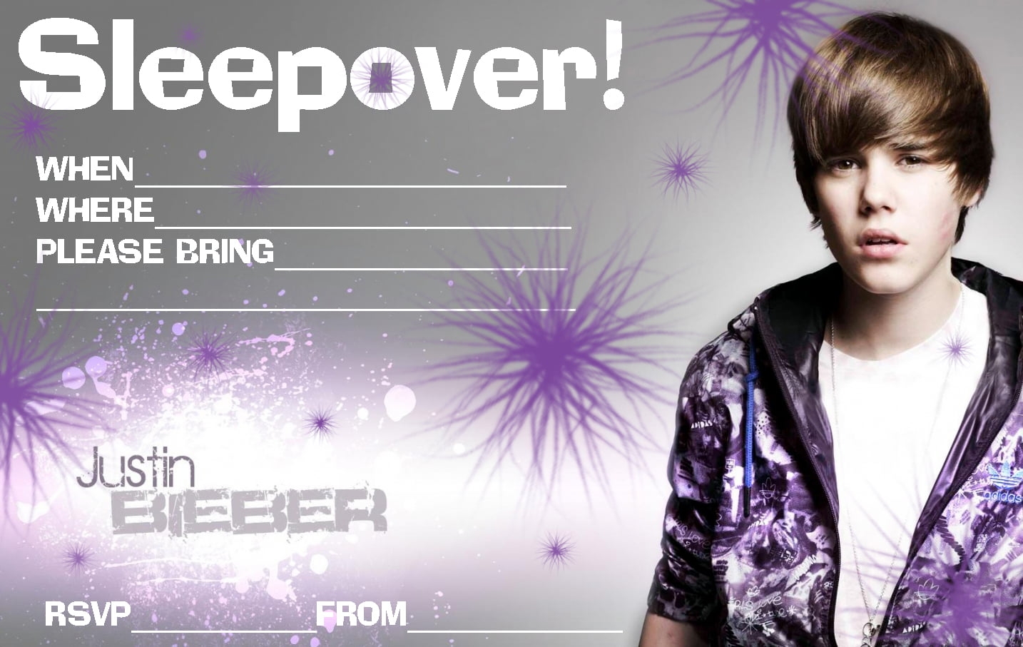 justin bieber printable birthday card