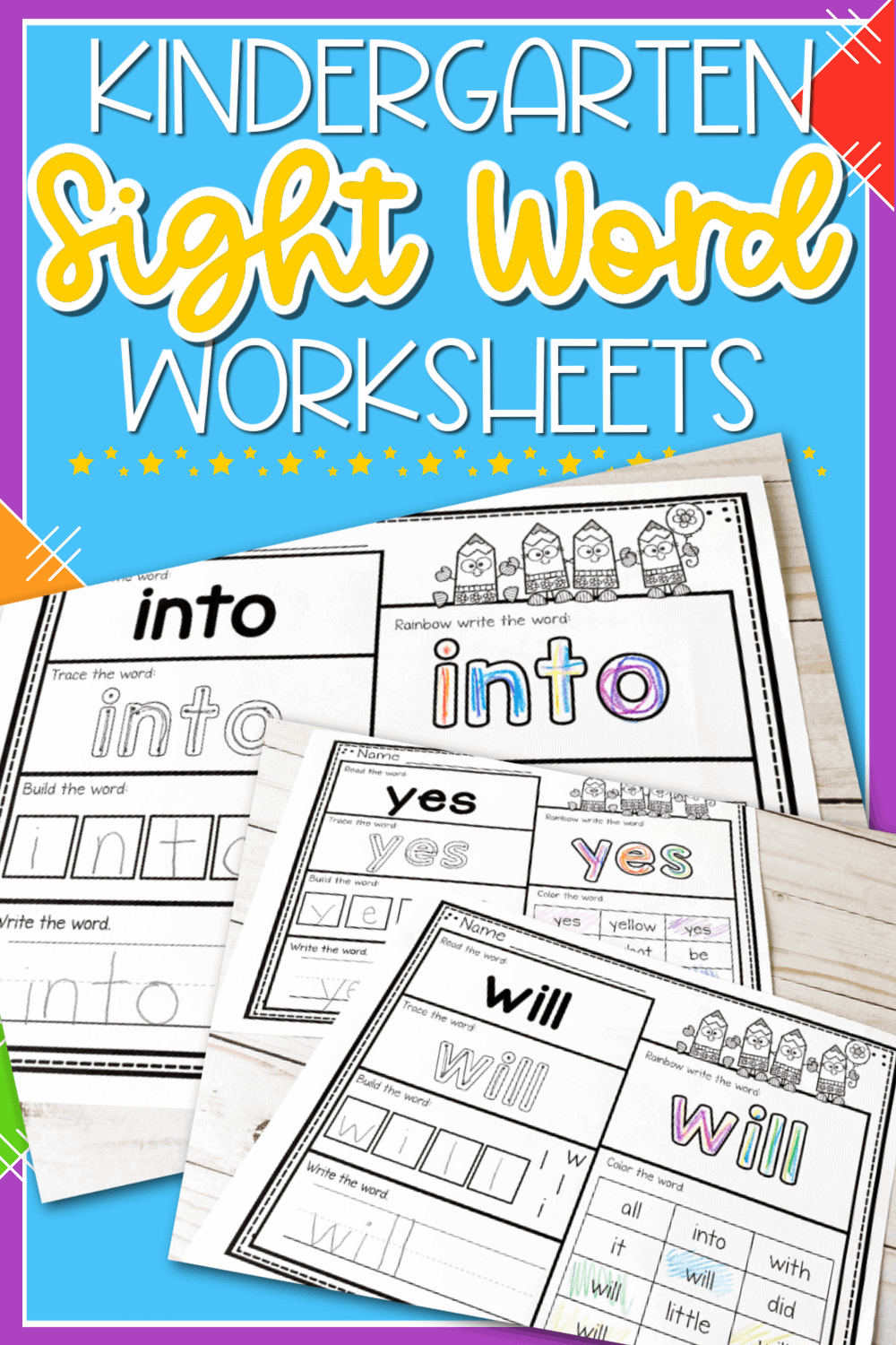 Free Printable Kindergarten Sight Word Worksheets 55 OFF